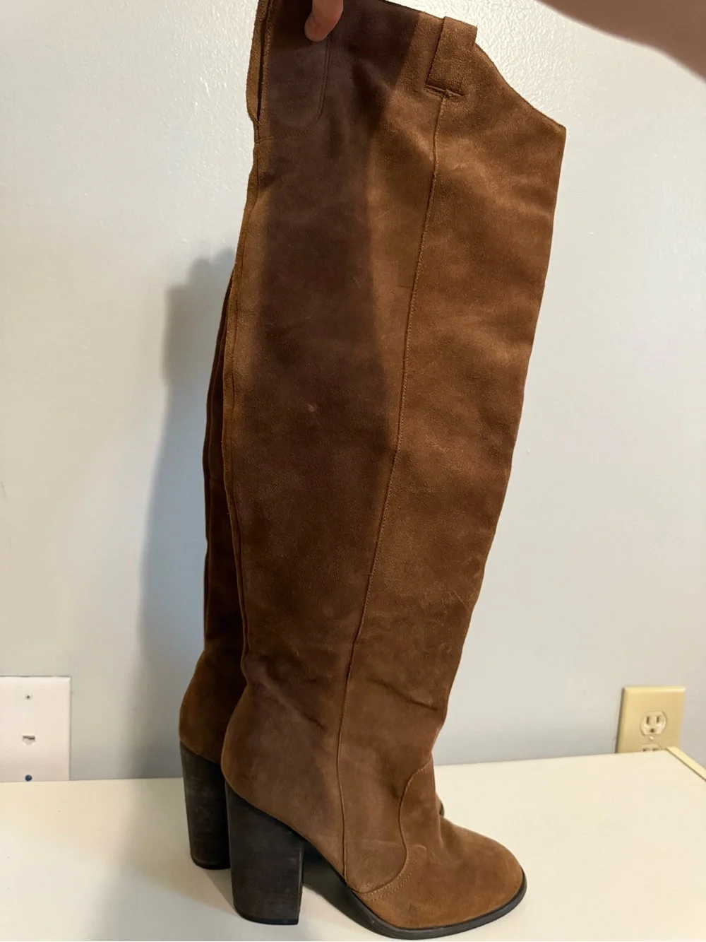 Carlos Tall Brown Suede Over-The-Knee Block Heel Boot